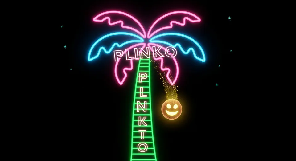 Coconut Drop game cover with a plinko board shaped like a palm tree.