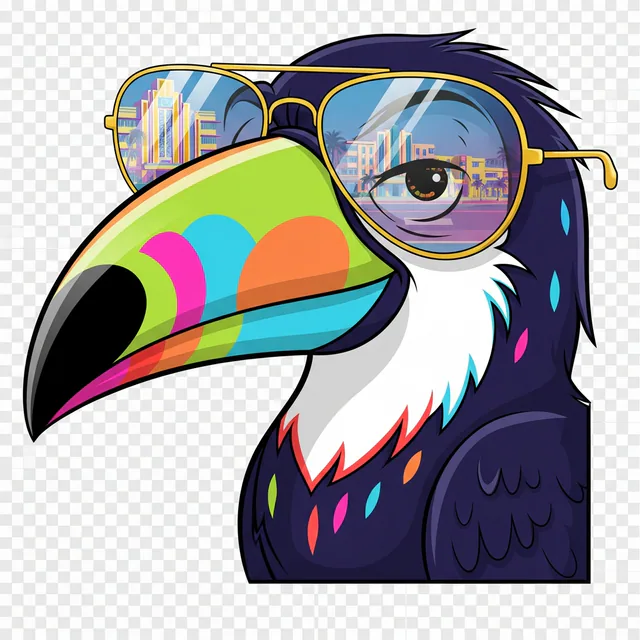 Rico, the sly toucan trickster mascot.